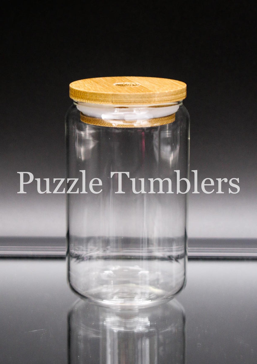 13.5OZ SQUARE GLASS JAR TUMBLER WITH HANDLE BAMBOO LID (NO STRAW