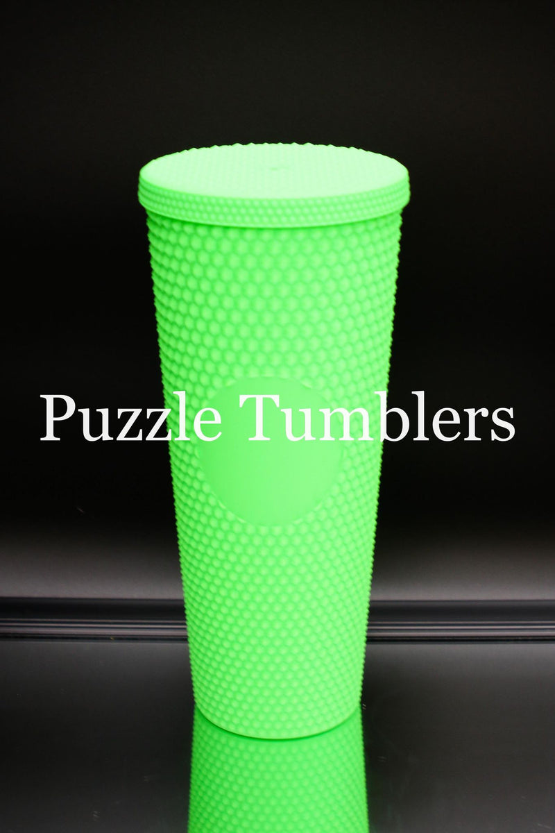 24OZ LIME GREEN STUDDED TUMBLER - NO LOGO – Puzzle Tumblers