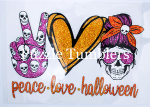 NEW Peace, Love, Halloween with Skull T-Shirt Transfer