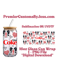 DIGITAL DOWNLOAD - 16oz Diet Soda Bows & XOXO Glass Can Wrap PNG File *NO Physical Product