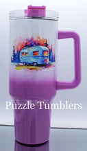 Load image into Gallery viewer, Purple Ombre Camping - 40OZ GENERIC CUSTOM TUMBLER - READY TO SHIP