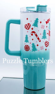 MERRY CHRISTMAS TEAL - 40OZ GENERIC CUSTOM TUMBLER - READY TO SHIP