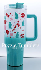 MERRY CHRISTMAS TEAL - 40OZ GENERIC CUSTOM TUMBLER - READY TO SHIP