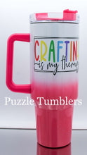 Load image into Gallery viewer, CRAFTING IS MY THERAPY PINK - 40OZ GENERIC CUSTOM TUMBLER - READY TO SHIP