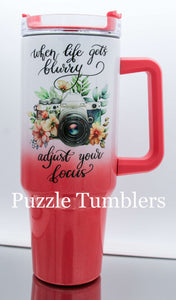 ADJUST YOUR FOCUS CORAL SHIMMER - 40OZ GENERIC CUSTOM TUMBLER - READY TO SHIP