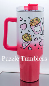 FRIES BEFORE GUYS PINK OMBRE SHIMMER - 40OZ GENERIC CUSTOM TUMBLER - READY TO SHIP