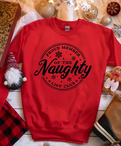 Proud Member of the Naughty List Club (Black Ink) *Screen Print Transfer*