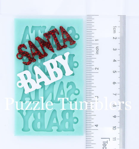 CUSTOM MOLD: Double Santa Baby Words Earring Mold *May have a 14 Day Shipping Delay (S54)