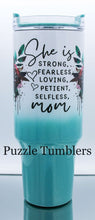 Load image into Gallery viewer, SHE IS MOM TEAL OMBRE SHIMMER - 40OZ GENERIC CUSTOM TUMBLER - READY TO SHIP