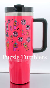 EMOTIONAL SUPPORT CUP HOT PINK - 40OZ GENERIC CUSTOM TUMBLER - READY TO SHIP