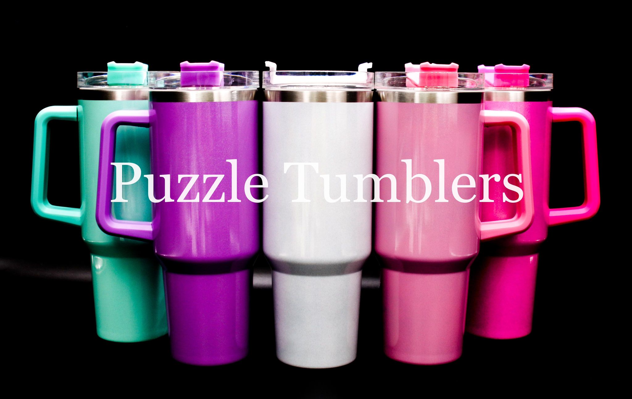 40oz Sublimation Shimmer Tumbler with Colored Handle (WITH SILVER RIM) –  Puzzle Tumblers