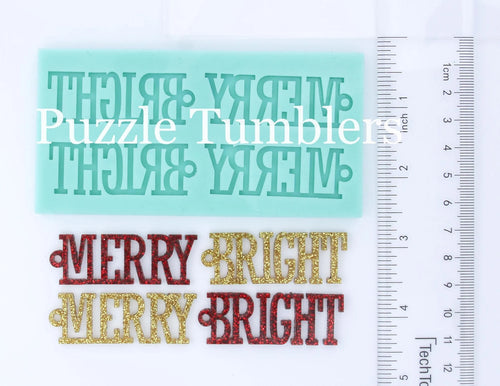 CUSTOM MOLD: Double Merry & Bright Words Earring Mold *May have a 14 Day Shipping Delay (S67)