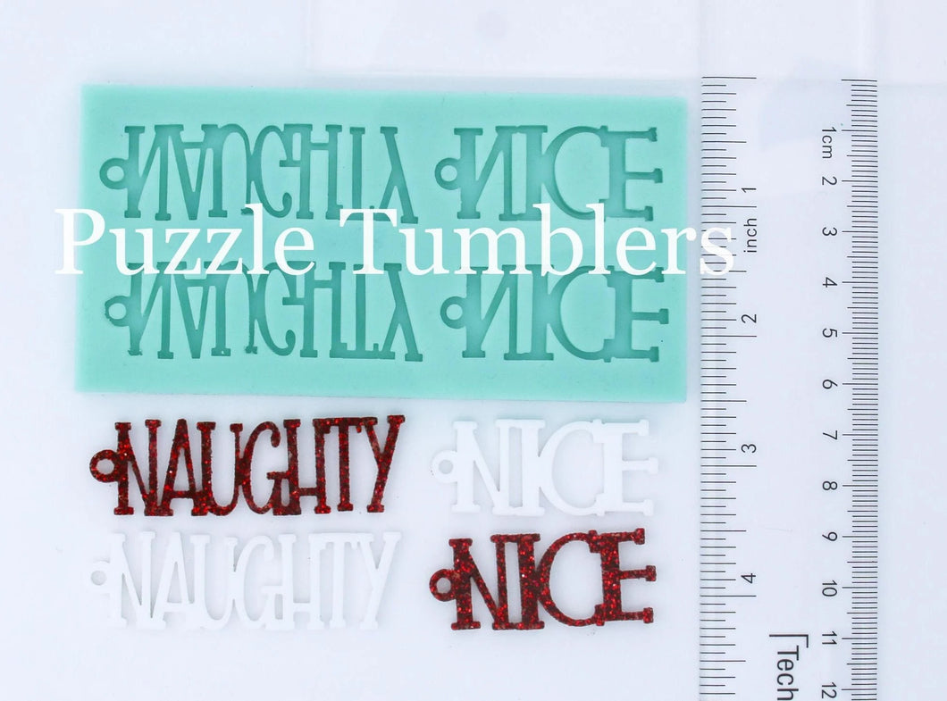 CUSTOM MOLD: Double Naughty & Nice Words Earring Mold *May have a 14 Day Shipping Delay (S68)