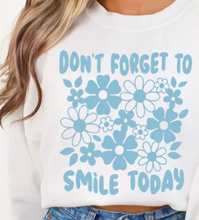 Load image into Gallery viewer, Smile Today With Sleeve Accents (Light Blue Ink) *Screen Print Transfer*