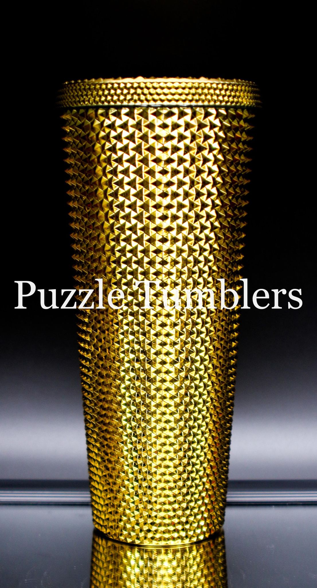 24OZ GOLD CHROME STUDDED TUMBLER - NO LOGO – Puzzle Tumblers