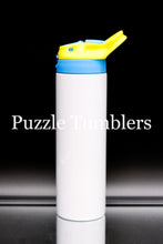 Load image into Gallery viewer, 20OZ KIDS SUBLIMATION SIPPY - LIGHT BLUE WITH YELLOW HANDLE