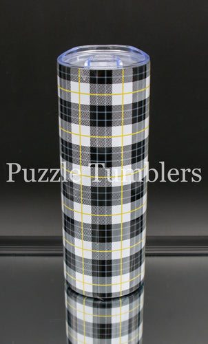 20OZ SKINNY STRAIGHT - BLACK/WHITE/GOLD PLAID