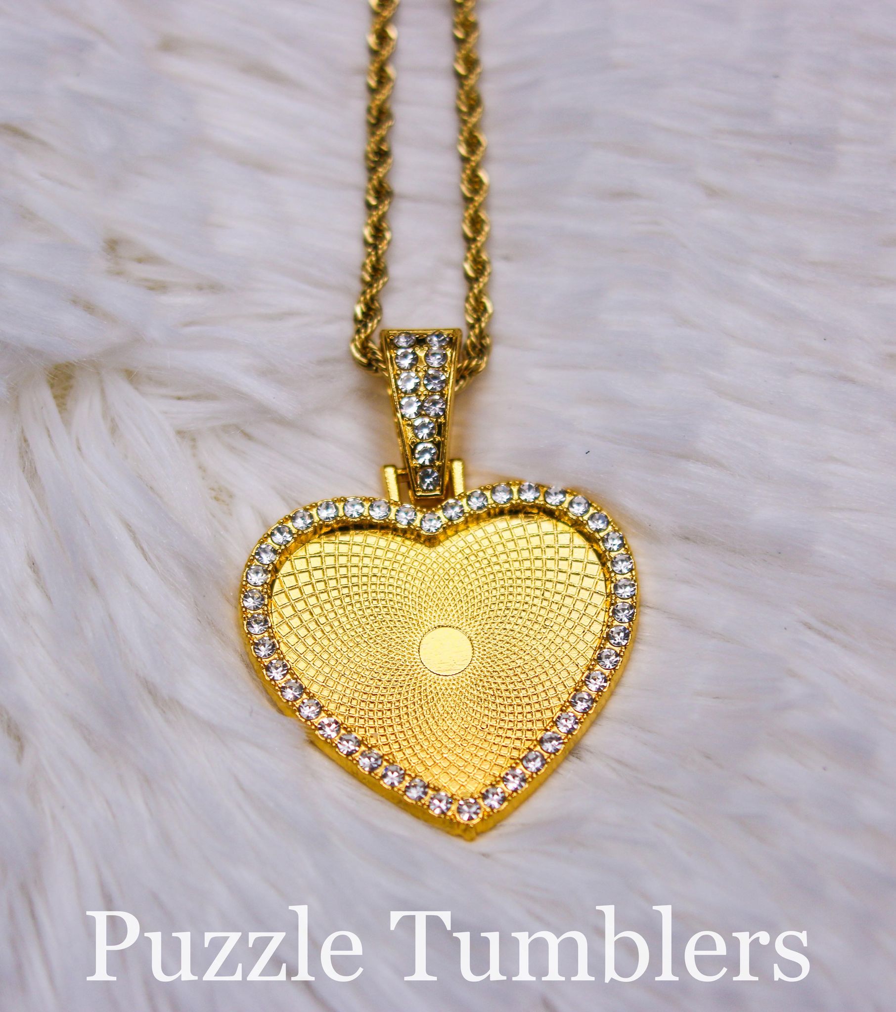 SUBLIMATION - HEART - GOLD SINGLE SIDED PENDANT WITH RHINESTONES – Puzzle  Tumblers