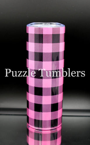 20OZ SKINNY STRAIGHT - PINK/BLACK BUFFALO PLAID