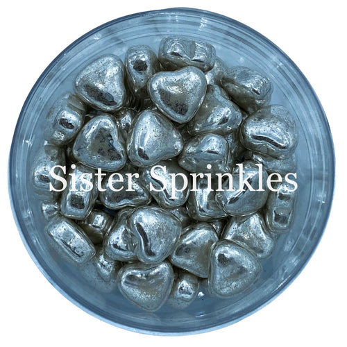 PREMIUM SILVER HEART SHAPED SPRINKLES 2OZ BAG