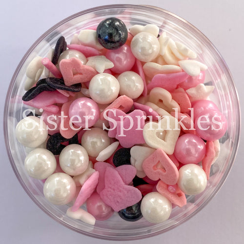 Pink, White & Black Mix - Platinum Sprinkles 2oz Bag (by weight)